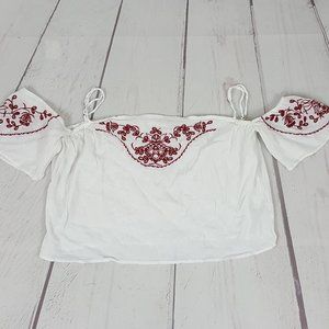 White Top with Straps & Off-Shoulder Short Sleeves
